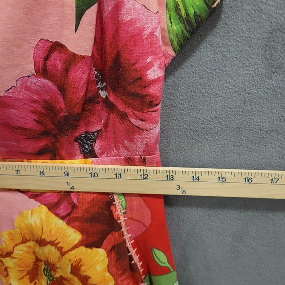 Farm Rio Tie Back‎ Dress Women's Size Large Mixed Chita Floral Print Boho - Picture 8 of 8